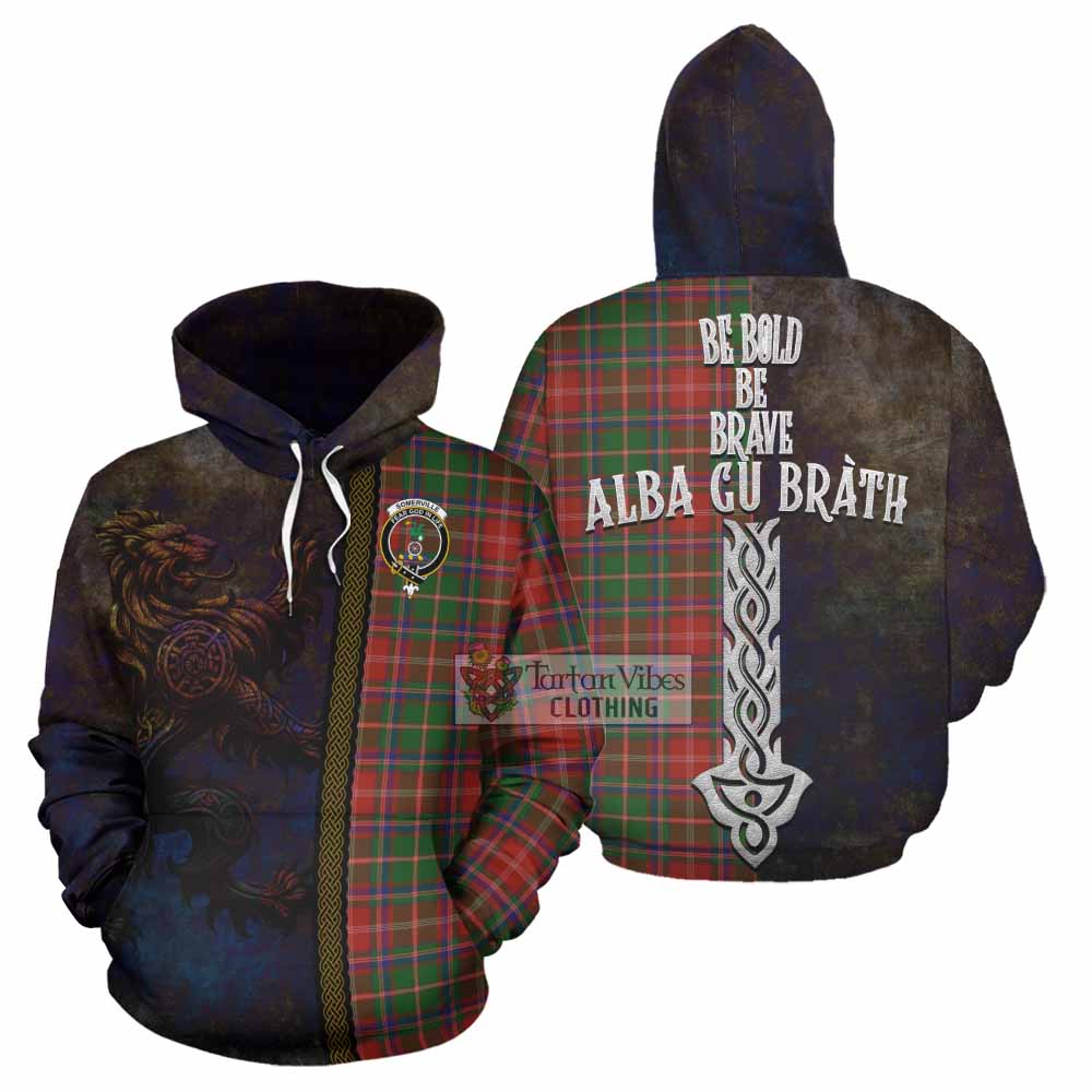 Tartan Vibes Clothing Somerville Tartan Family Crest Hoodie Alba Gu Brath Be Brave Lion Ancient Style