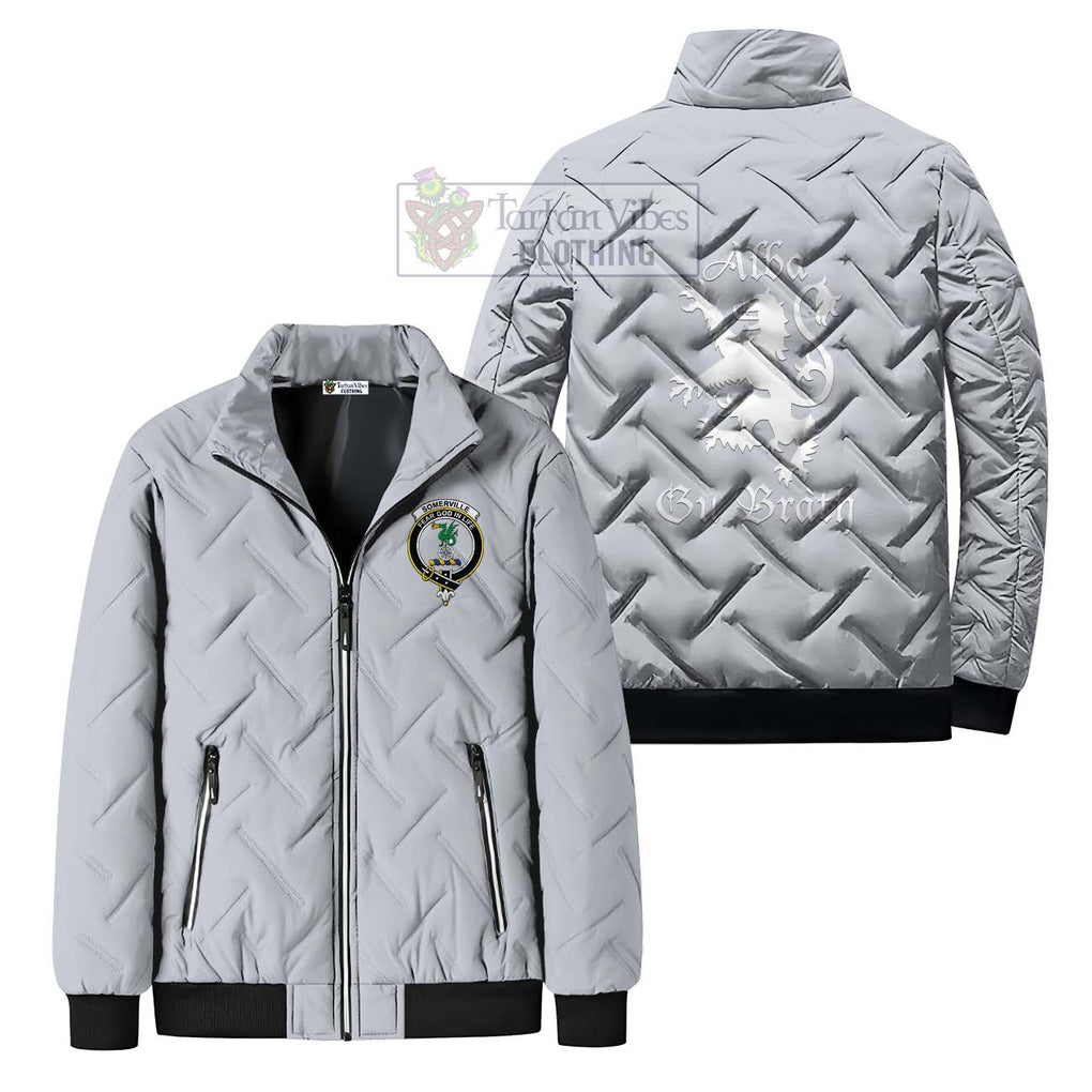 Somerville Family Crest Padded Cotton Jacket Lion Rampant Alba Gu Brath Style Gray Unisex - 2D-tartanvibesclothing