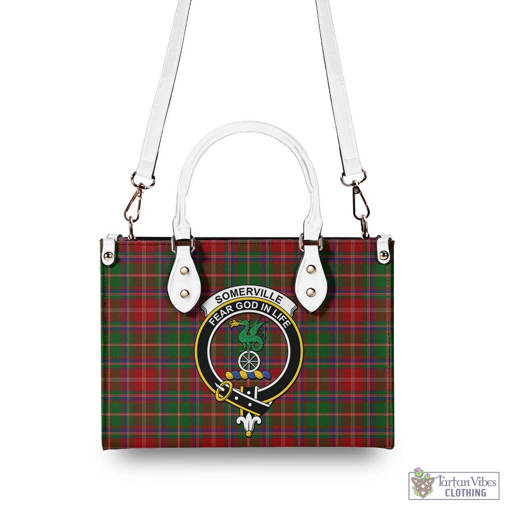 Tartan Vibes Clothing Somerville Tartan Luxury Leather Handbags with Family Crest