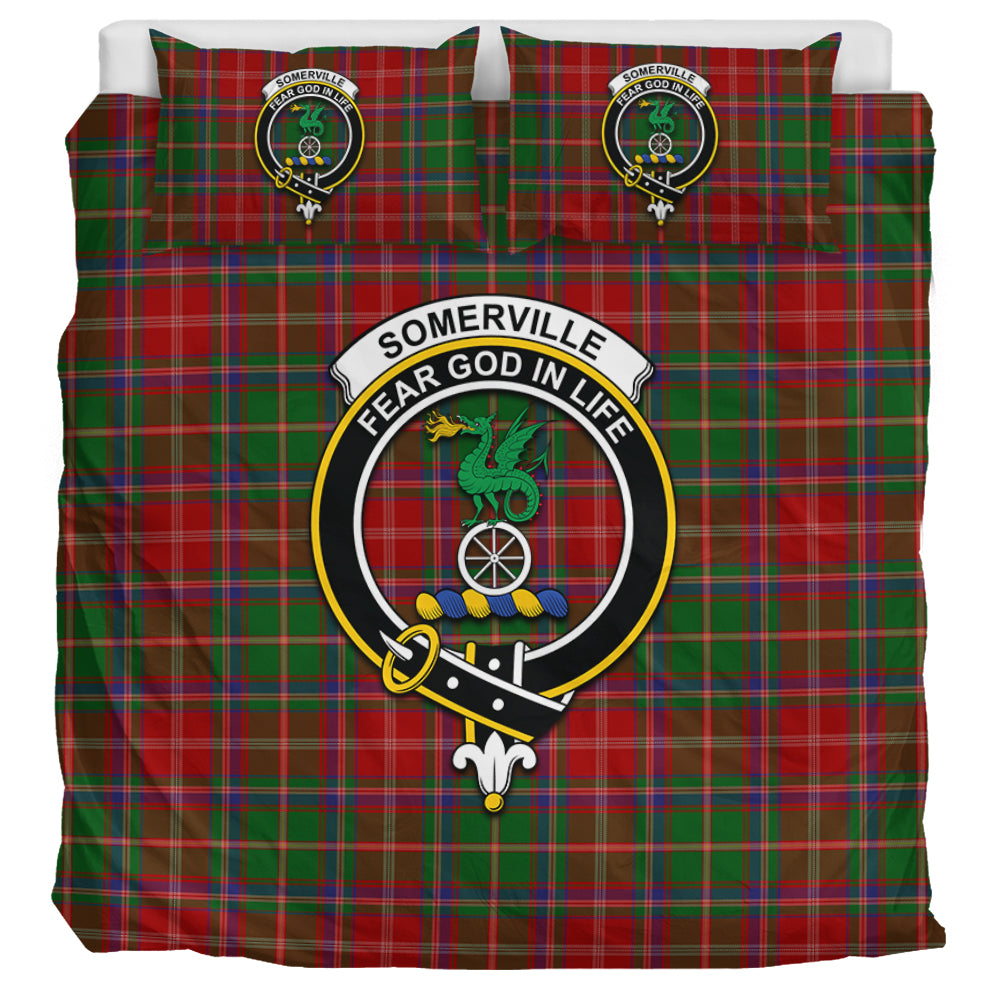 Somerville Tartan Bedding Set with Family Crest UK Bedding Set UK Super King 104*94 inch - Tartan Vibes Clothing