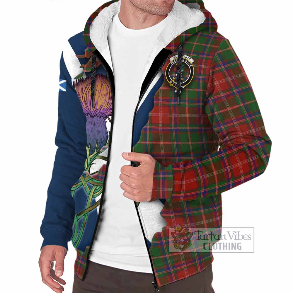 Tartan Vibes Clothing Somerville Tartan Family Crest Sherpa Hoodie Scottish Thistle Celtic Inspired