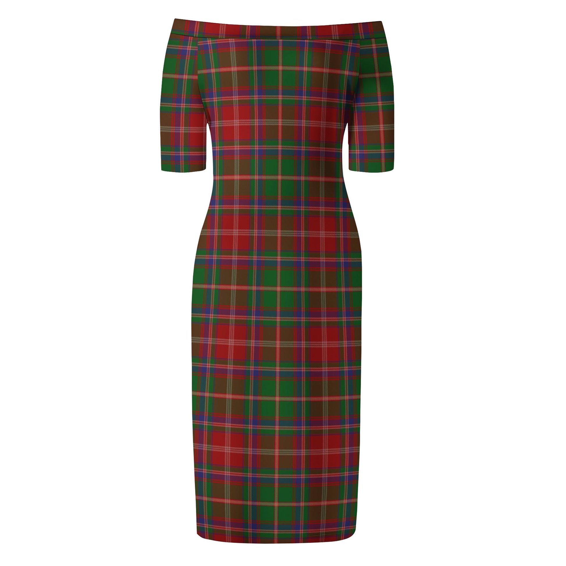 Somerville Tartan Off Shoulder Lady Dress - Tartanvibesclothing