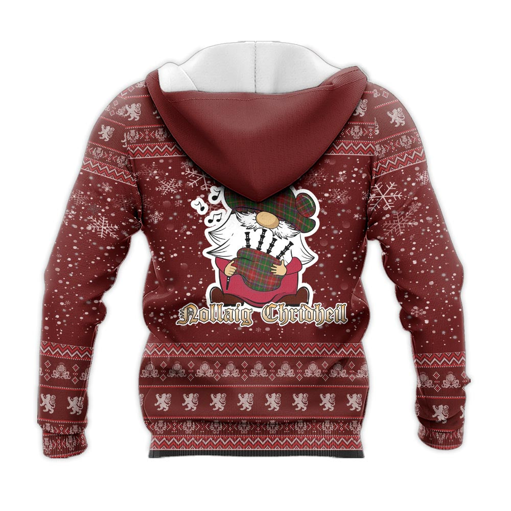 Somerville Clan Christmas Knitted Hoodie with Funny Gnome Playing Bagpipes - Tartanvibesclothing