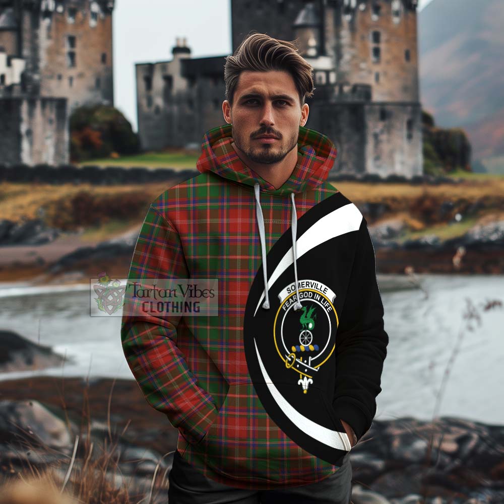 Tartan Vibes Clothing Somerville Tartan Cotton Hoodie with Family Crest Circle Style