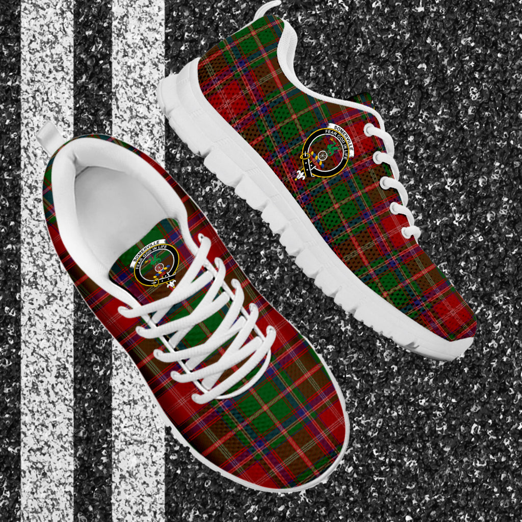 Somerville Tartan Sneakers with Family Crest - Tartan Vibes Clothing
