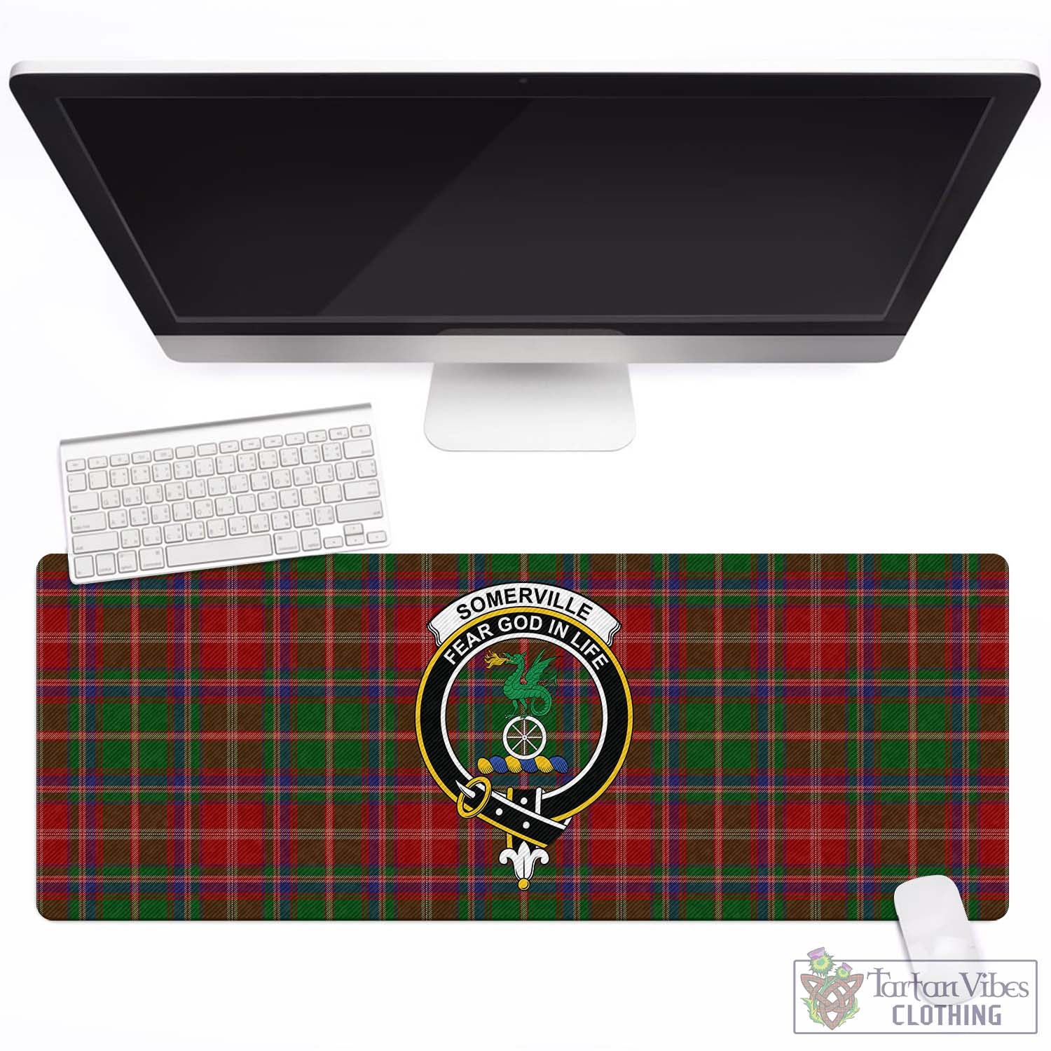 Tartan Vibes Clothing Somerville Tartan Mouse Pad with Family Crest