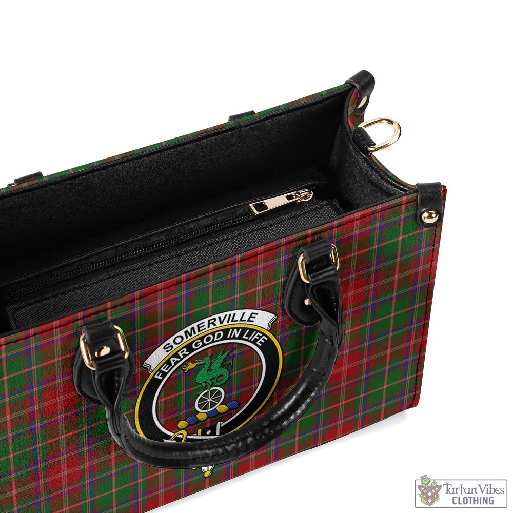 Tartan Vibes Clothing Somerville Tartan Luxury Leather Handbags with Family Crest