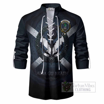 Somerville Clan Crest Ghillie Shirt with Celtic Knot Thistle and Saltire