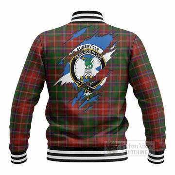 Somerville Clan Crest In Me Tartan Baseball Jacket Scotland Flag Style