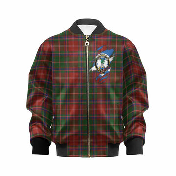 Somerville Clan Crest In Me Tartan Kid Bomber Jacket Scotland Flag Style