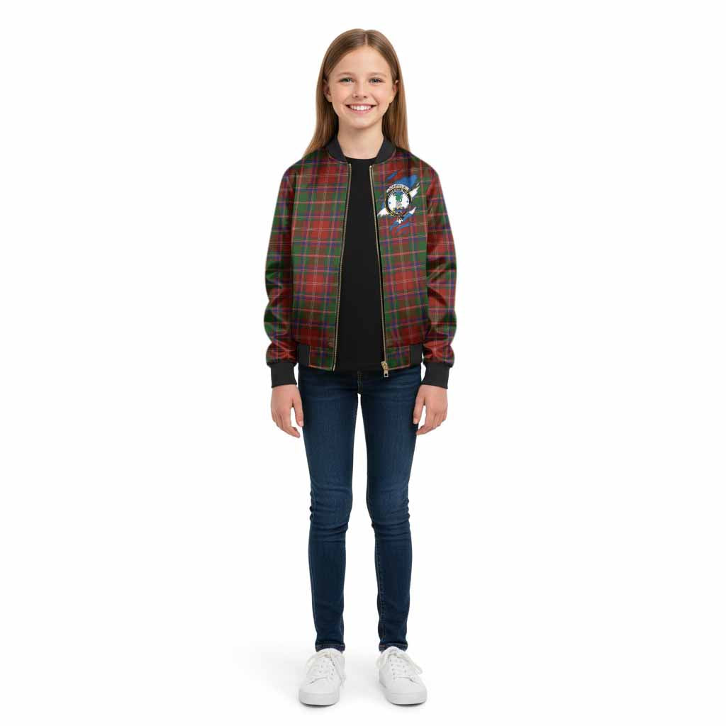 Somerville Clan Crest In Me Tartan Kid Bomber Jacket Scotland Flag Style
