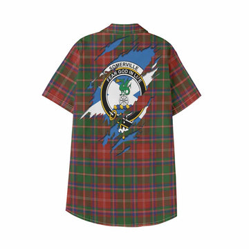 Somerville Clan Crest In Me Tartan Kid Hawaiian Shirt Scotland Flag Style