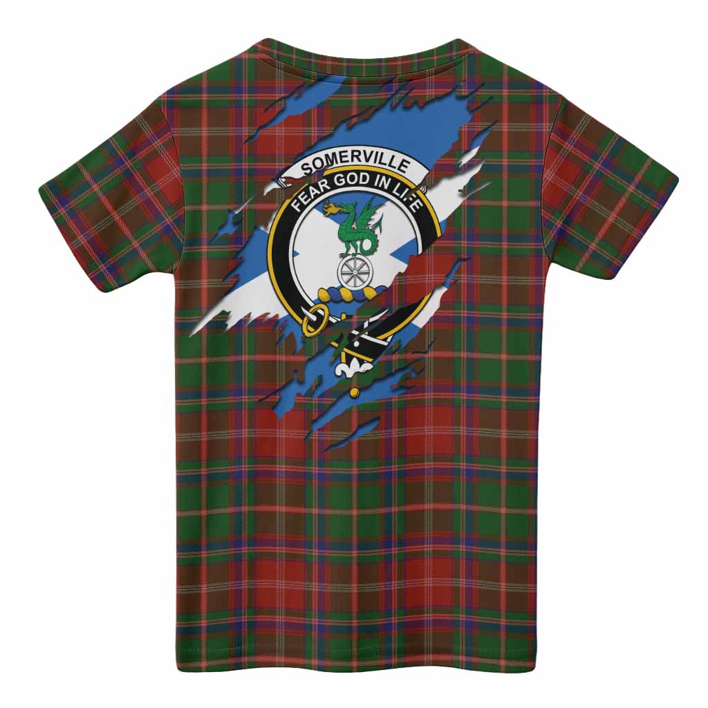 Somerville Clan Crest In Me Tartan Kid T-shirt Scotland Flag Style