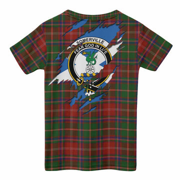 Somerville Clan Crest In Me Tartan Kid T-shirt Scotland Flag Style