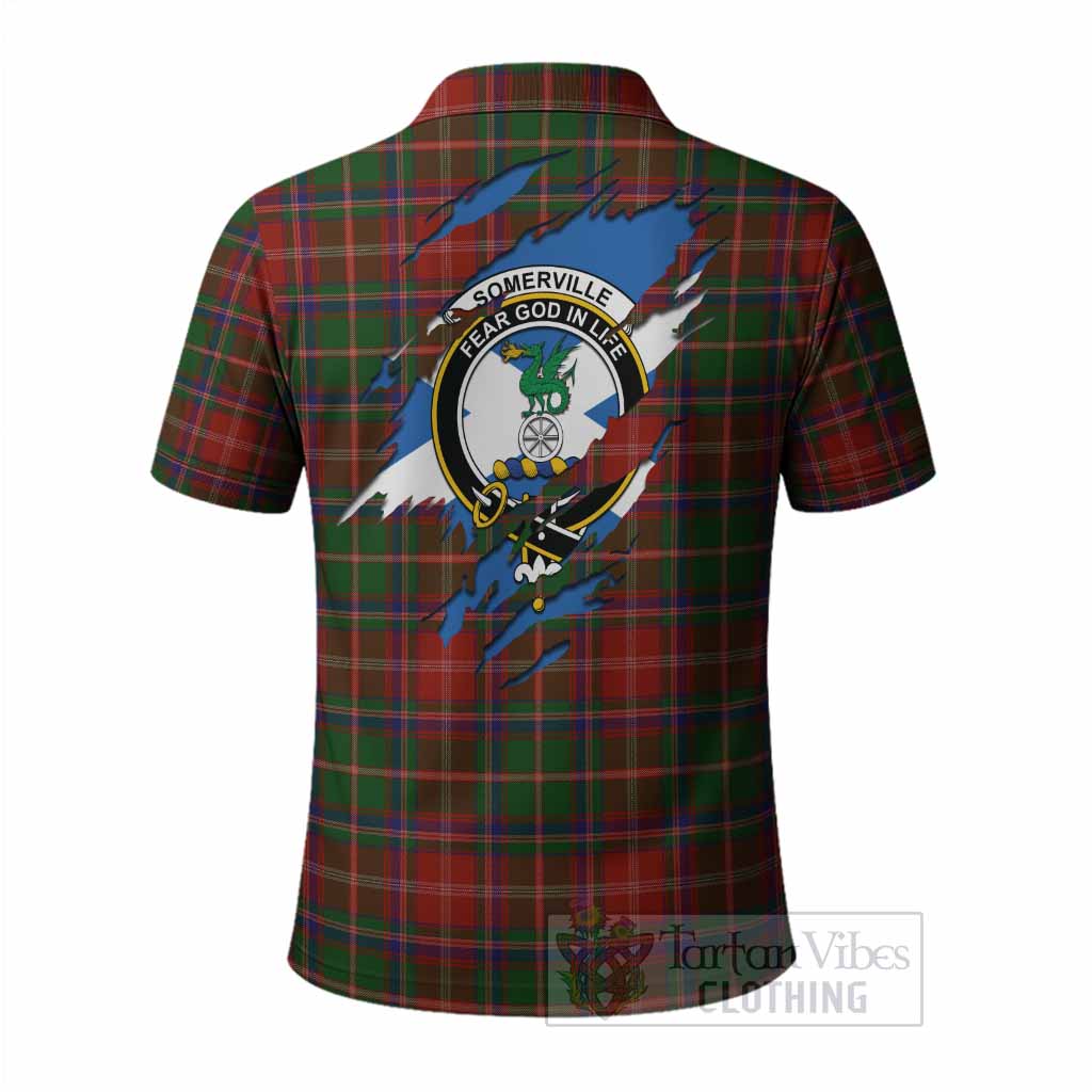 Somerville Clan Crest In Me Tartan Polo Shirt Scotland Flag Style