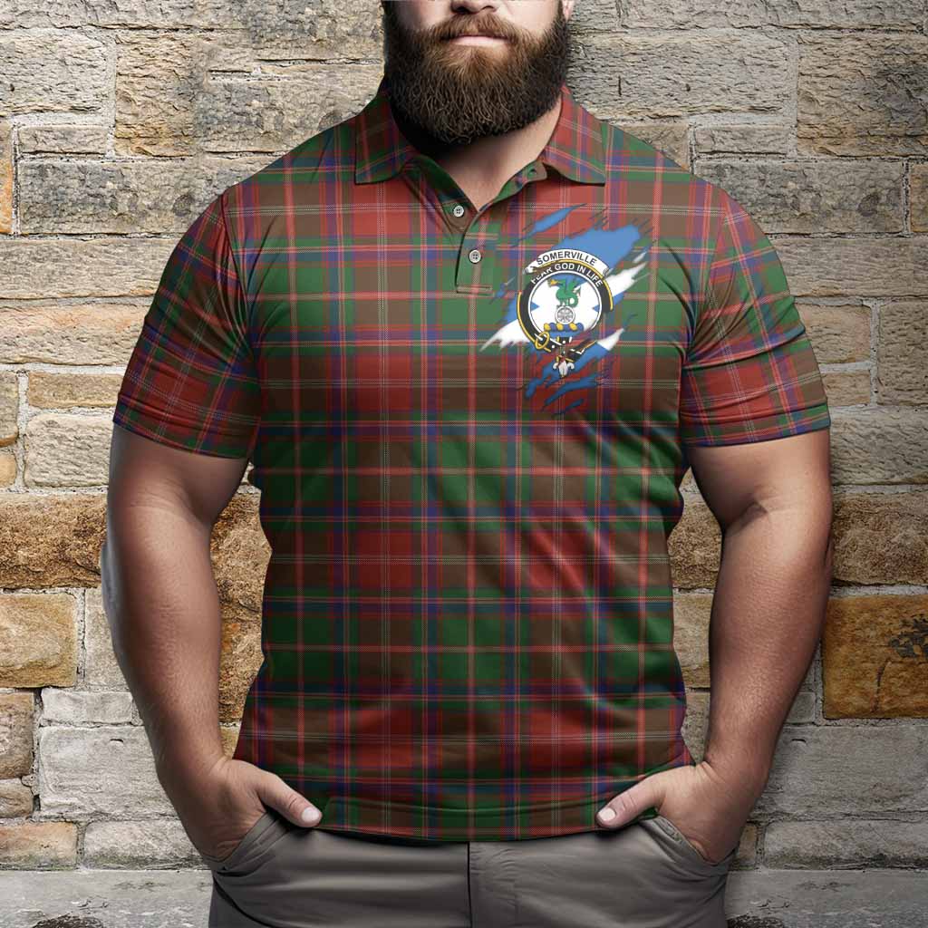 Somerville Clan Crest In Me Tartan Polo Shirt Scotland Flag Style