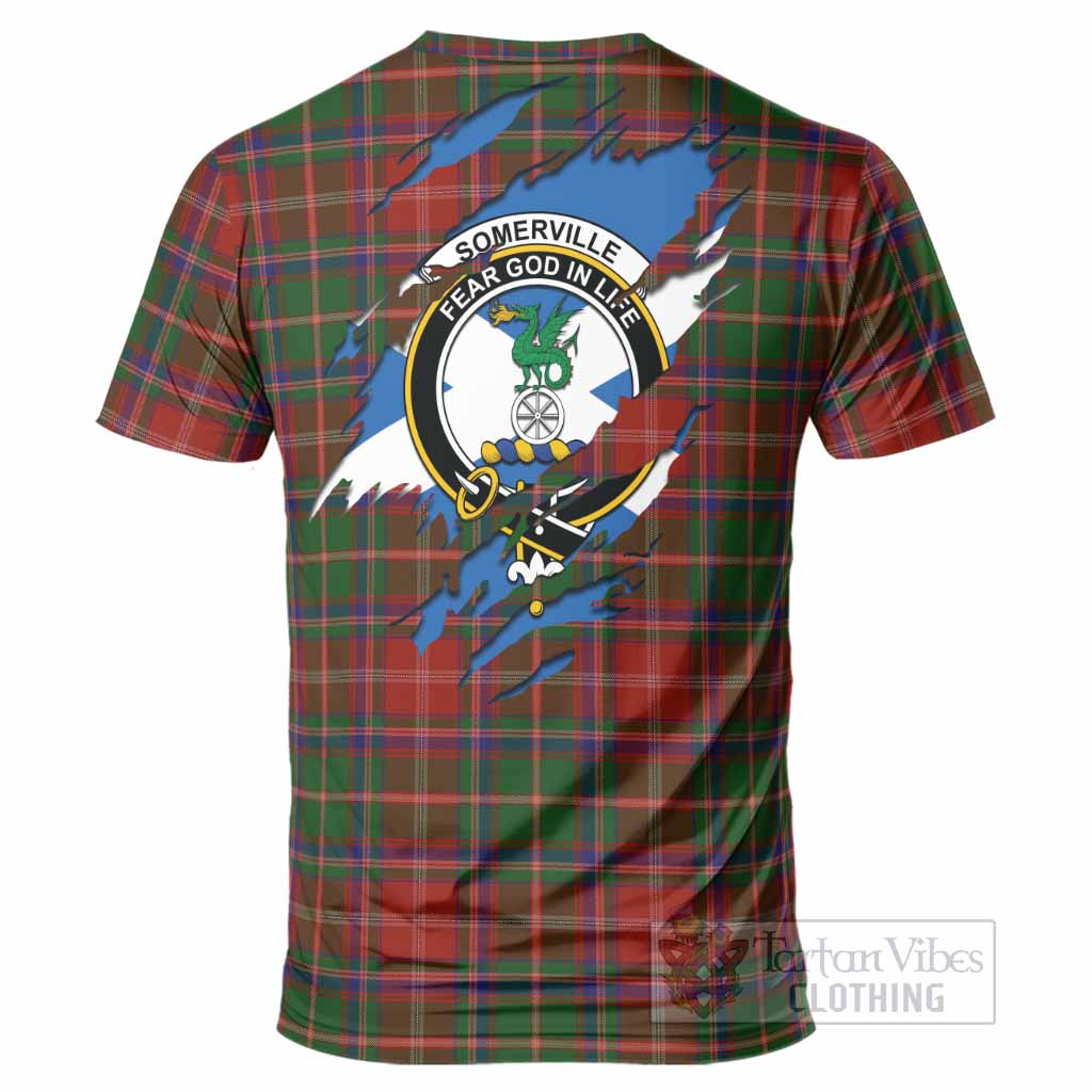 Somerville Clan Crest In Me Tartan T-Shirt Scotland Flag Style