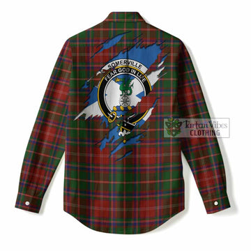 Somerville Clan Crest In Me Tartan Women Casual Shirt Scotland Flag Style