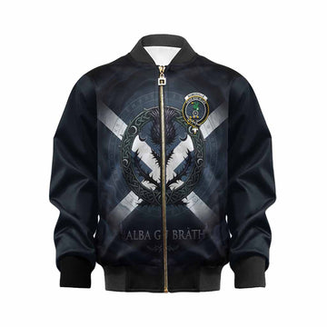 Somerville Clan Crest Kid Bomber Jacket with Celtic Knot Thistle and Saltire
