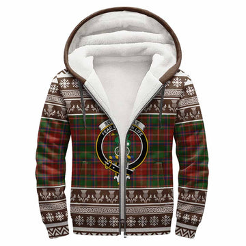 Somerville Clan Tartan Christmas Fleece Hoodie with Family Crest
