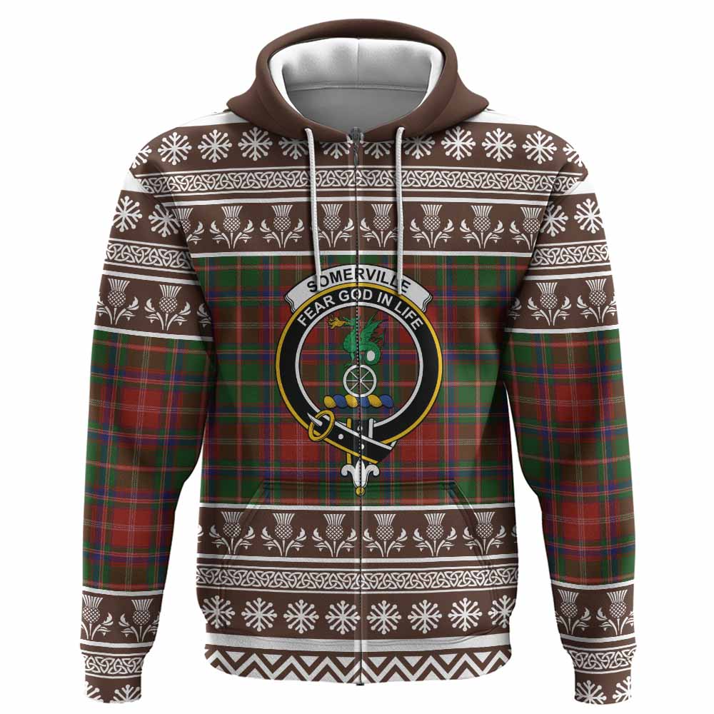 Somerville Clan Tartan Christmas Hoodie with Family Crest - Tartan Vibes Clothing
