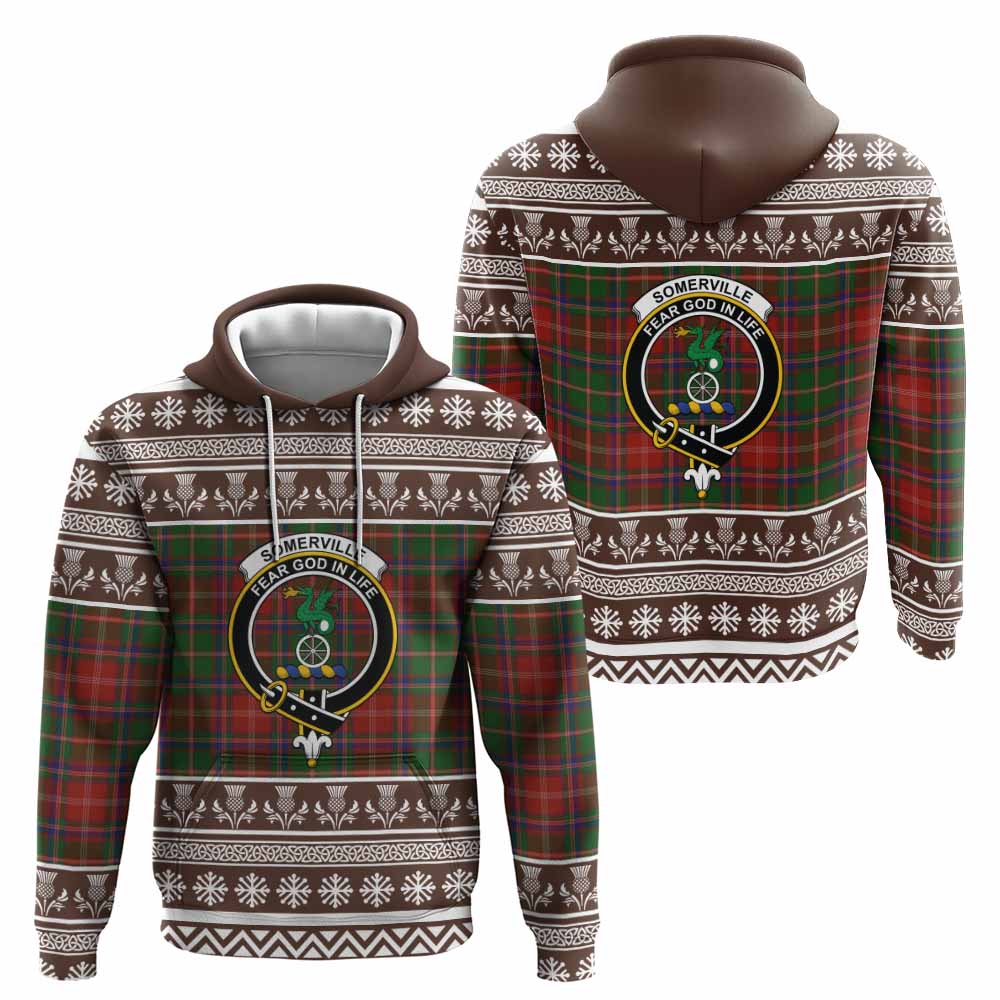 Somerville Clan Tartan Christmas Hoodie with Family Crest - Tartan Vibes Clothing