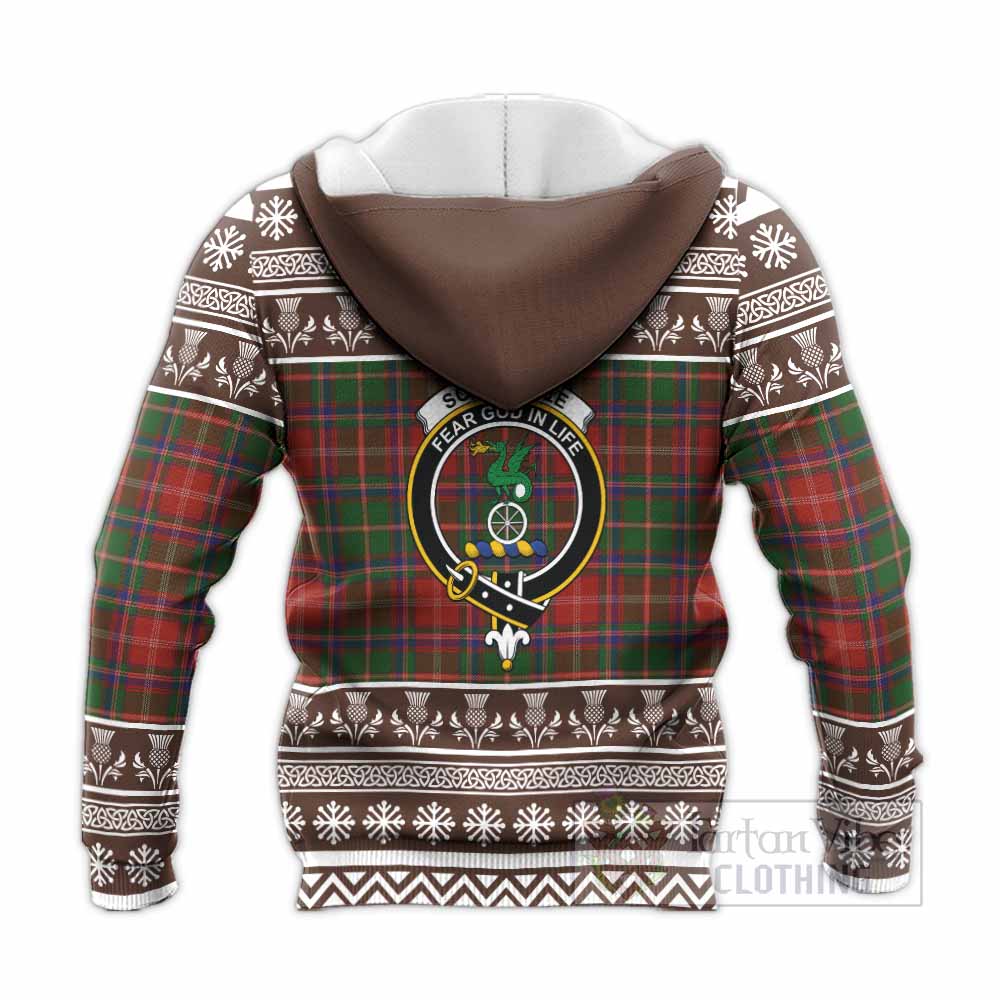 Somerville Clan Tartan Christmas Knitted Hoodie with Family Crest - Tartan Vibes Clothing