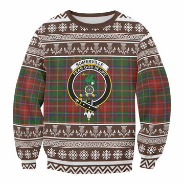Somerville Clan Tartan Christmas Sweatshirt with Family Crest