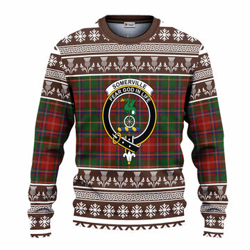 Somerville Clan Tartan Christmas Ugly Sweater with Family Crest