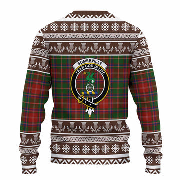 Somerville Clan Tartan Christmas Ugly Sweater with Family Crest