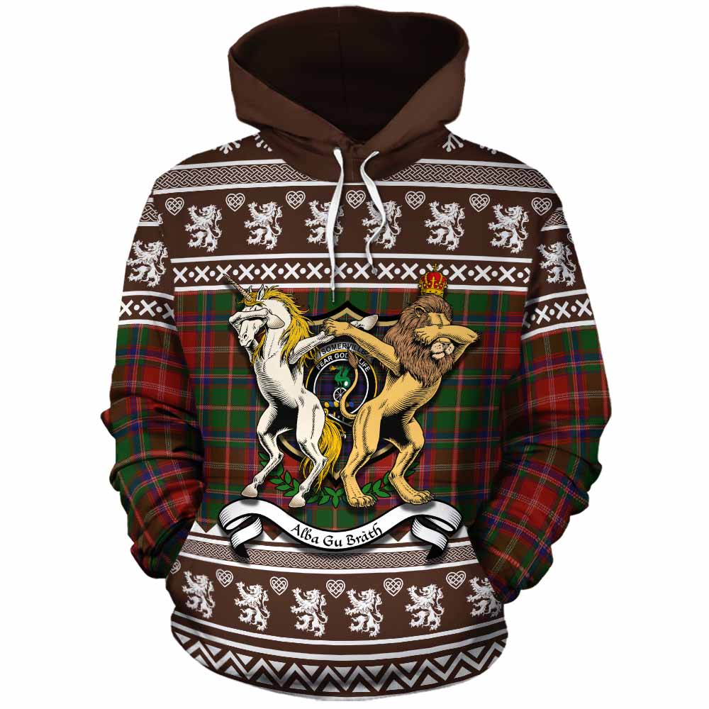 Somerville Clan Tartan Crest Christmas Cotton Hoodie Coat of Arms Funny Style - Tartan Vibes Clothing