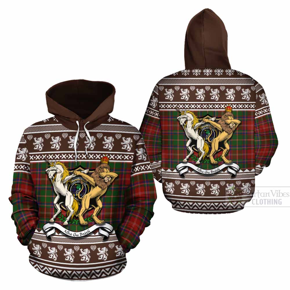 Somerville Clan Tartan Crest Christmas Cotton Hoodie Coat of Arms Funny Style - Tartan Vibes Clothing