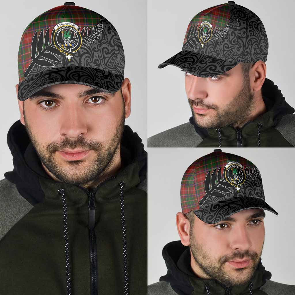 Somerville Crest Tartan Classic Cap with New Zealand Silver Fern Half Style