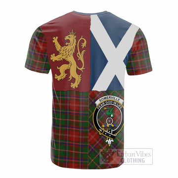Somerville Crest Tartan Cotton T-shirt with Lion Rampant Saltire Style