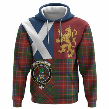 Somerville Crest Tartan Hoodie with Lion Rampant Saltire Style