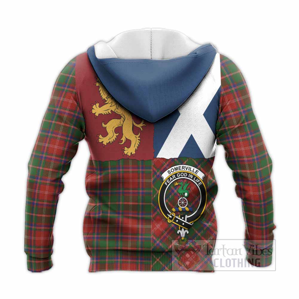 Somerville Crest Tartan Knitted Hoodie with Lion Rampant Saltire Style