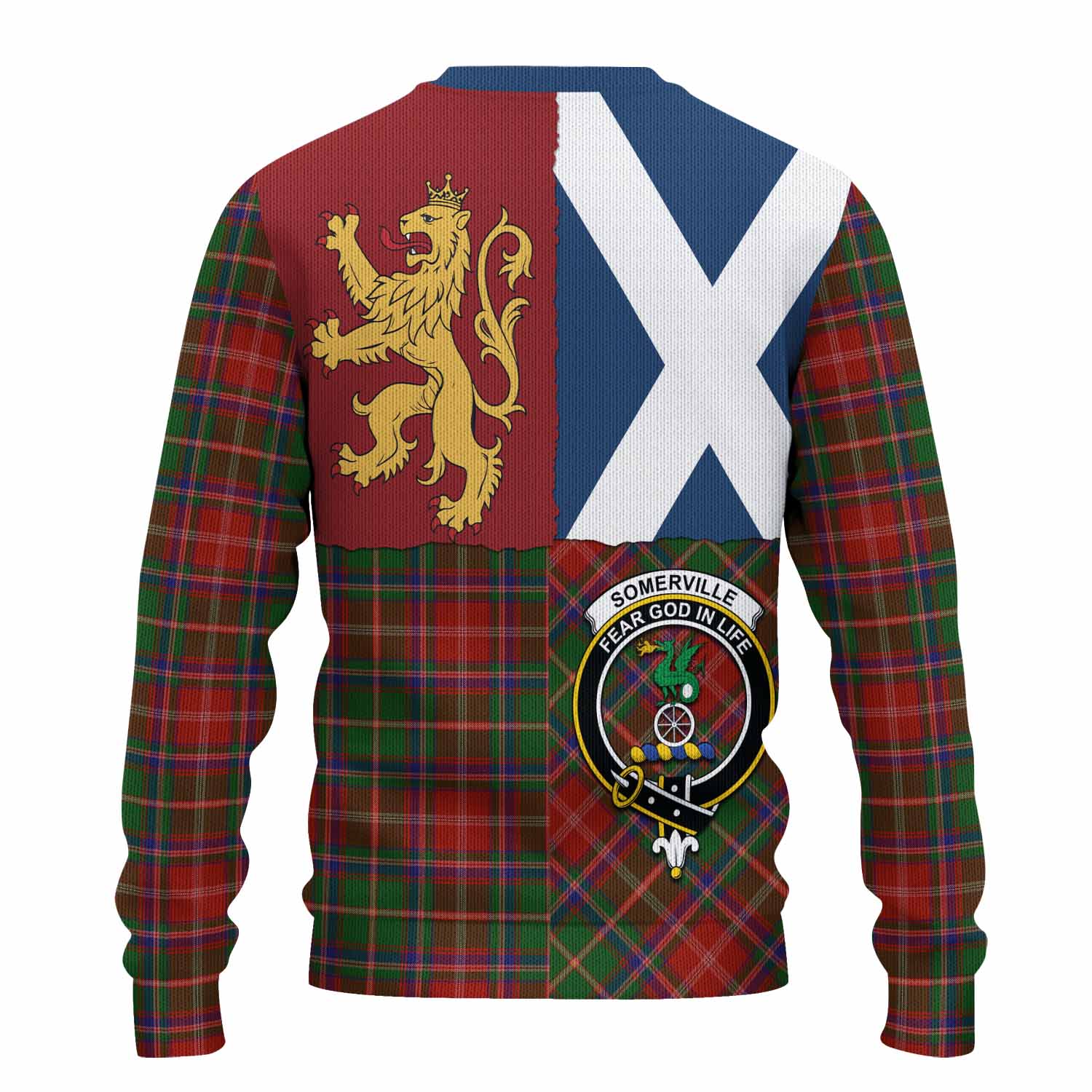Somerville Crest Tartan Knitted Sweater with Lion Rampant Saltire Style