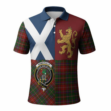 Somerville Crest Tartan Polo Shirt with Lion Rampant Saltire Style