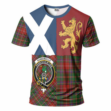 Somerville Crest Tartan T-Shirt with Lion Rampant Saltire Style