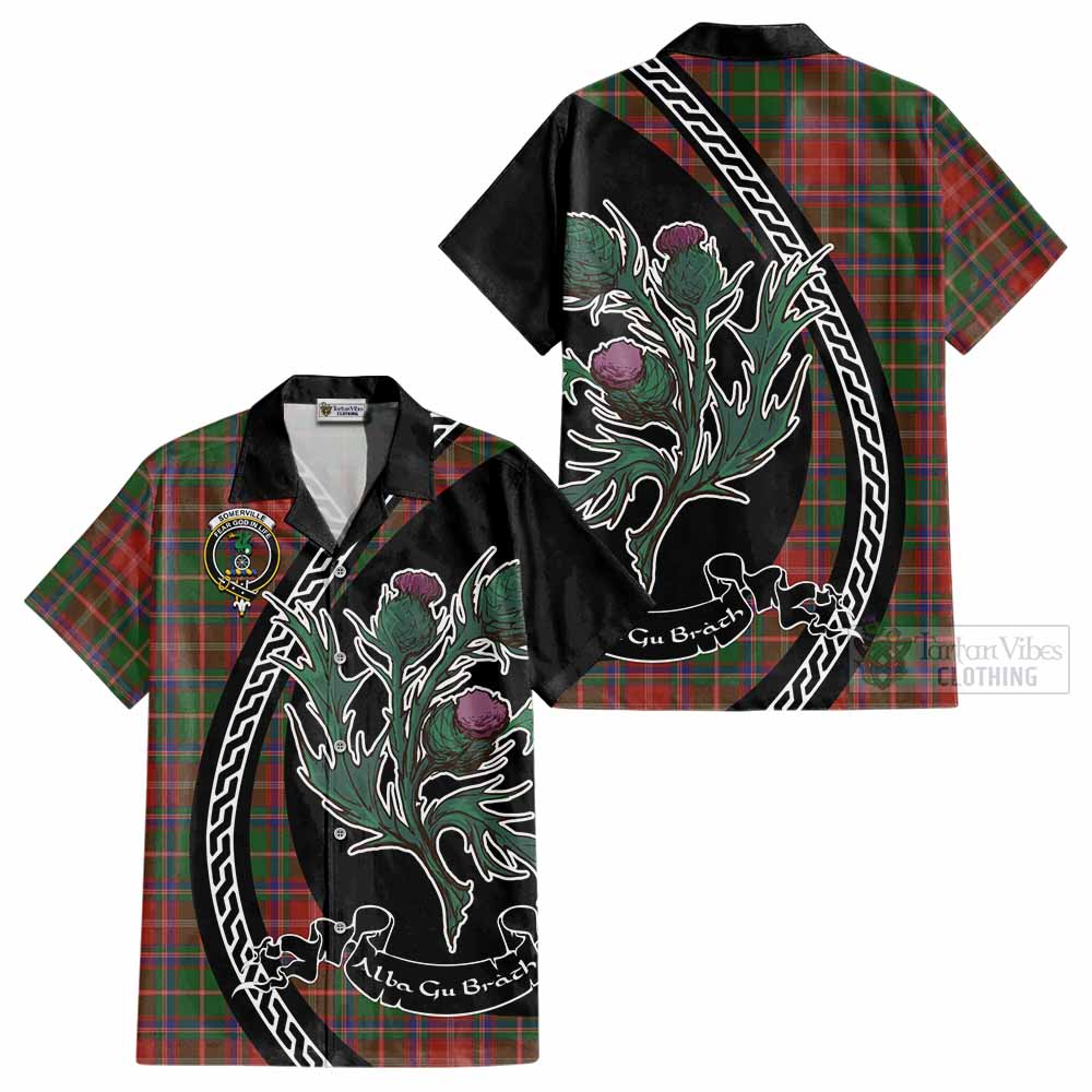 Somerville Family Crest Tartan Cotton Hawaiian Shirt Alba Thistle Inspired - Tartan Vibes Clothing