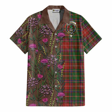 Somerville Family Crest Tartan Cotton Hawaiian Shirt Scottish Thistle Flower Pattern Half Style - Tartan Vibes Clothing