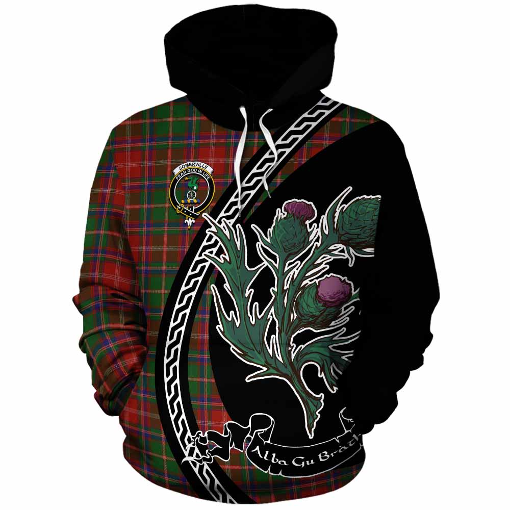 Somerville Family Crest Tartan Cotton Hoodie Alba Thistle Inspired - Tartan Vibes Clothing