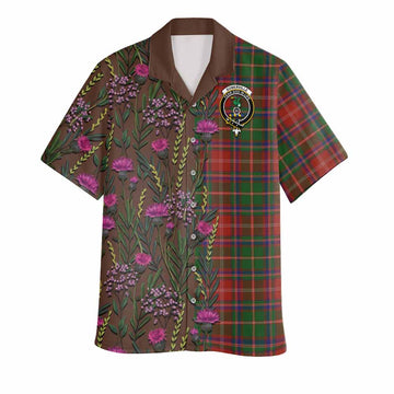 Somerville Family Crest Tartan Hawaiian Shirt Scottish Thistle Flower Pattern Half Style - Tartan Vibes Clothing