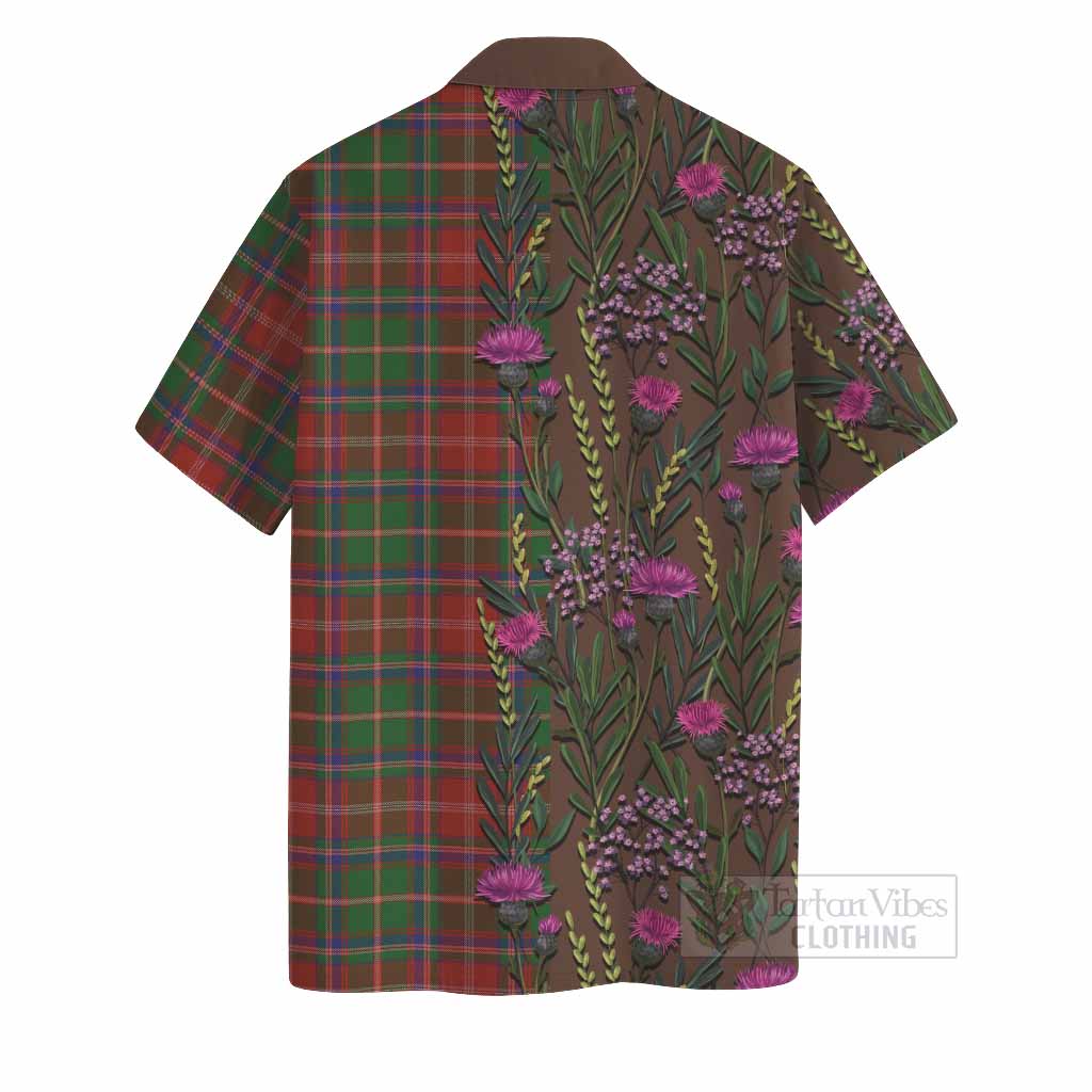Somerville Family Crest Tartan Hawaiian Shirt Scottish Thistle Flower Pattern Half Style - Tartan Vibes Clothing