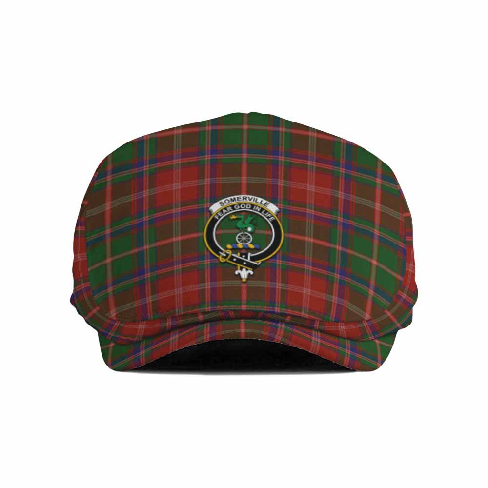 Somerville Family Crest Tartan Jeff Cap, Tartan Flat Cap