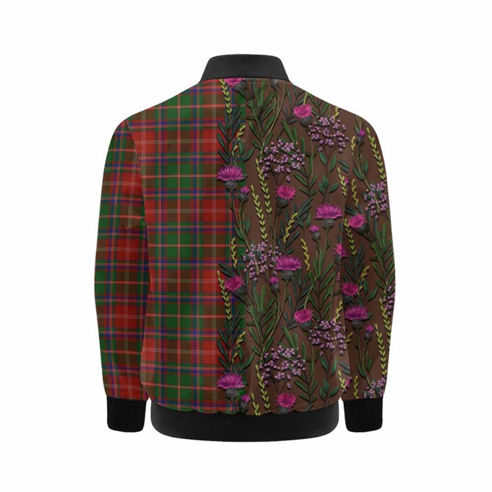 Somerville Family Crest Tartan Kid Bomber Jacket Scottish Thistle Flower Pattern Half Style - Tartan Vibes Clothing