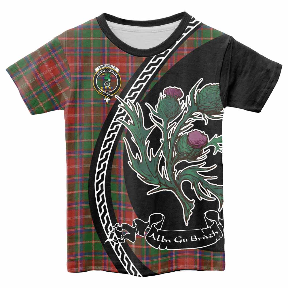 Somerville Family Crest Tartan Kid T-shirt Alba Thistle Inspired - Tartan Vibes Clothing