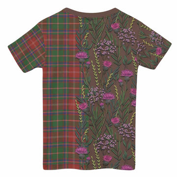 Somerville Family Crest Tartan Kid T-shirt Scottish Thistle Flower Pattern Half Style - Tartan Vibes Clothing