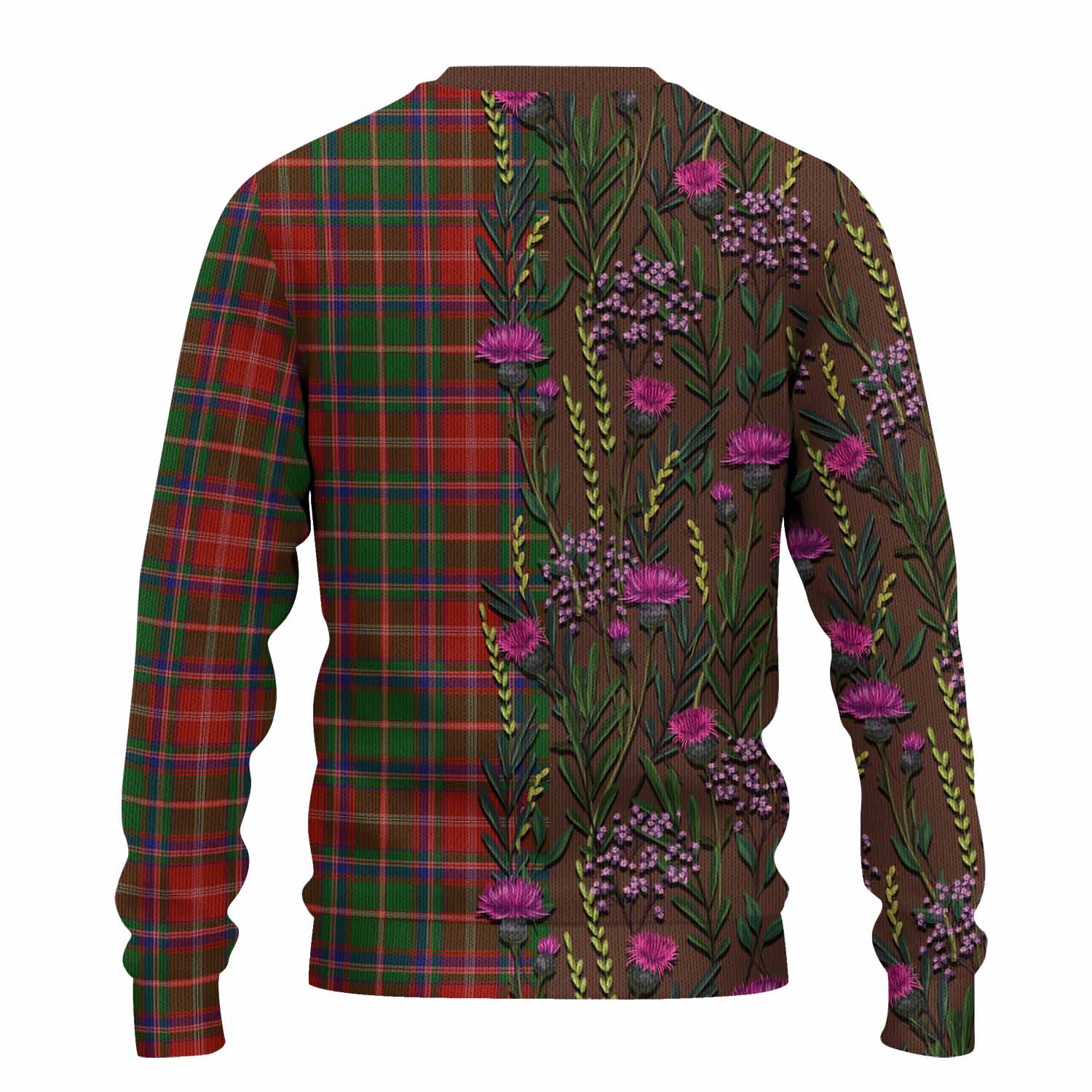 Somerville Family Crest Tartan Knitted Sweater Scottish Thistle Flower Pattern Half Style - Tartan Vibes Clothing