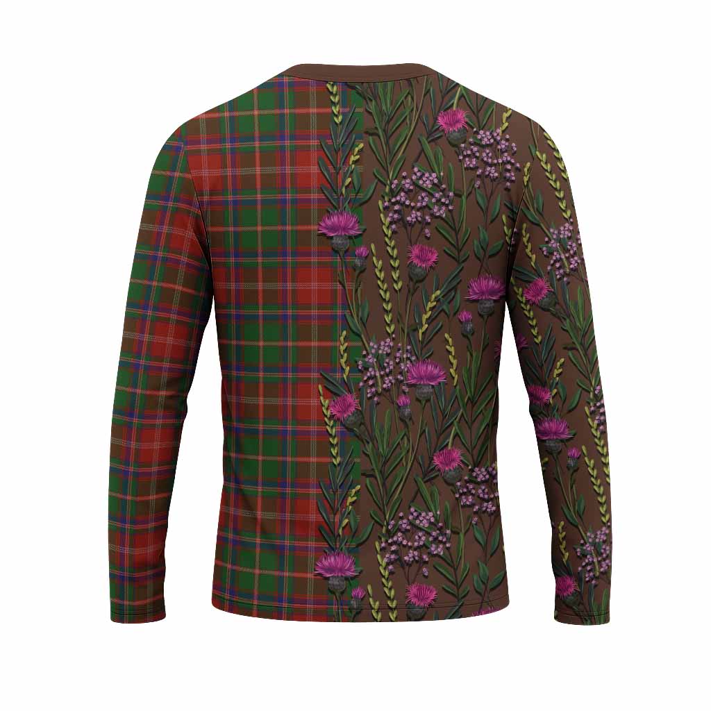 Somerville Family Crest Tartan Long Sleeve T-Shirt Scottish Thistle Flower Pattern Half Style - Tartan Vibes Clothing